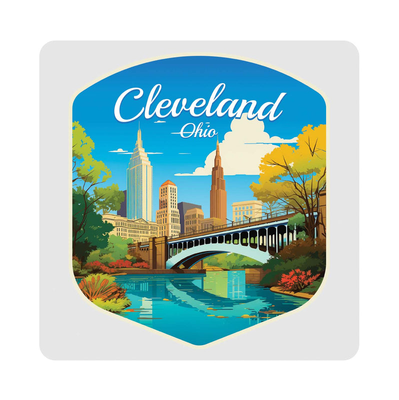 Cleveland Ohio Design B Souvenir 4x4-Inch Coaster Acrylic 4 Pack