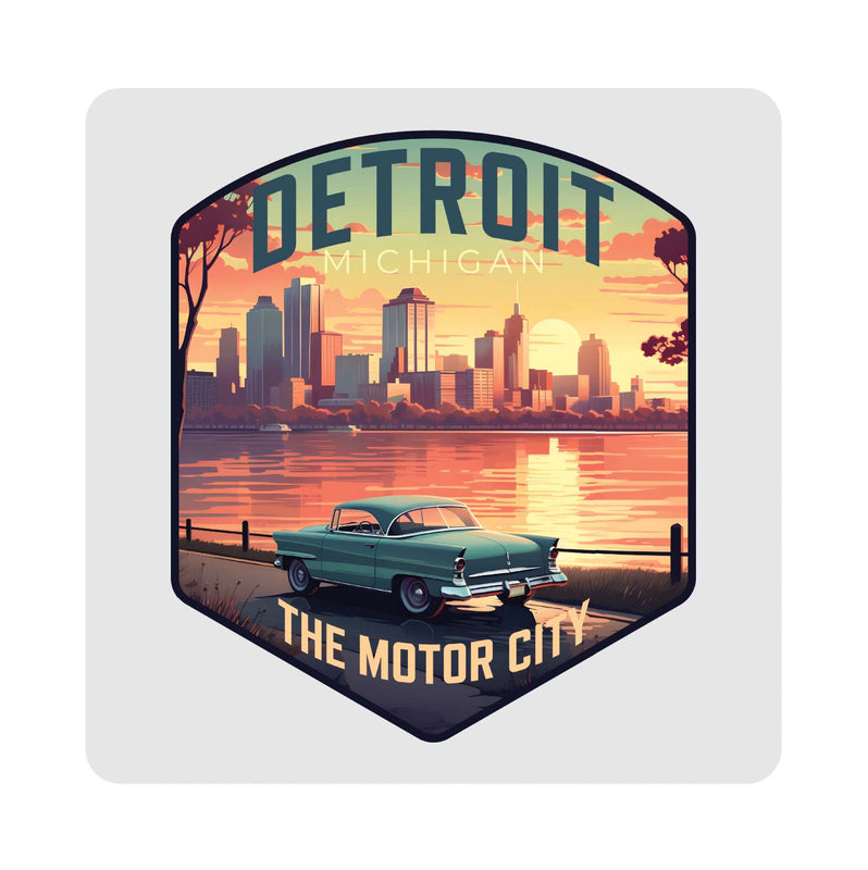 Detroit Michigan Design A Souvenir 4x4-Inch Coaster Acrylic 4 Pack