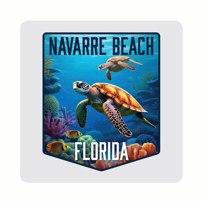 Navarre Beach Florida Underwater Turtle Design Souvenir 4x4-Inch Coaster Acrylic 4 Pack