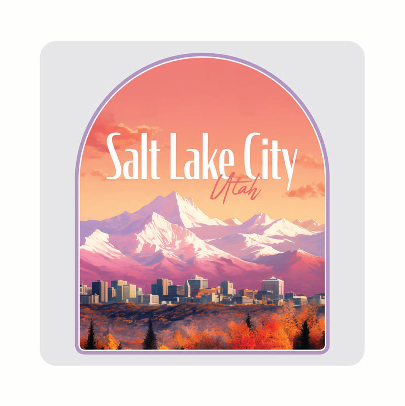Salt Lake City Utah Design C Souvenir 4x4-Inch Coaster Acrylic 4 Pack