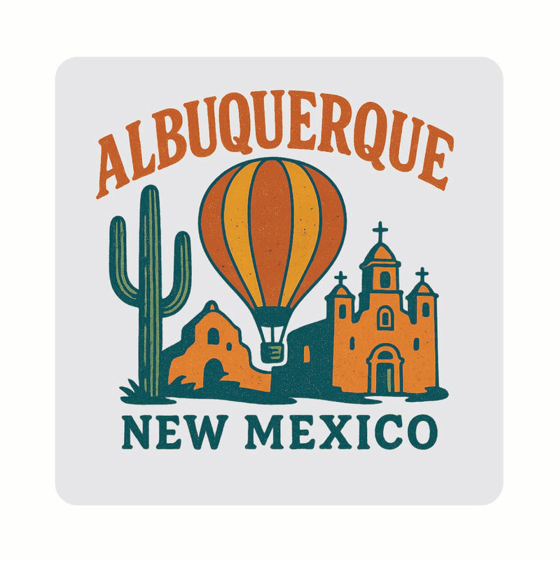 Albuquerque New Mexico Vintage Design Souvenir Coaster Set – 4 Pack (Multiple Materials)