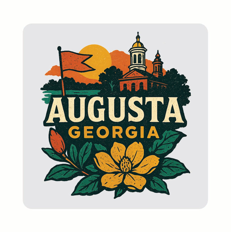 Augusta Georgia Vintage Design Souvenir Coaster Set – 4 Pack (Multiple Materials & Sizes)