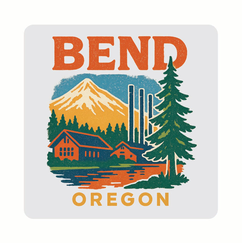 Bend Oregon Vintage Design Souvenir Coaster Set – 4 Pack (Multiple Materials & Sizes)