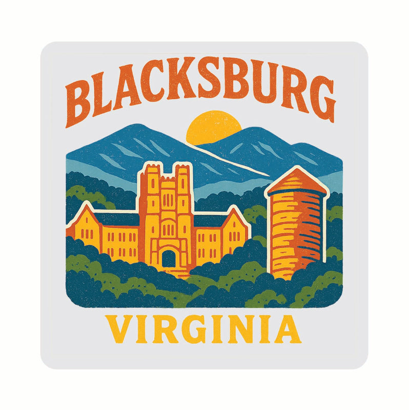 Blacksburg Virginia Vintage Design Souvenir Coaster Set – 4 Pack (Multiple Materials & Sizes)