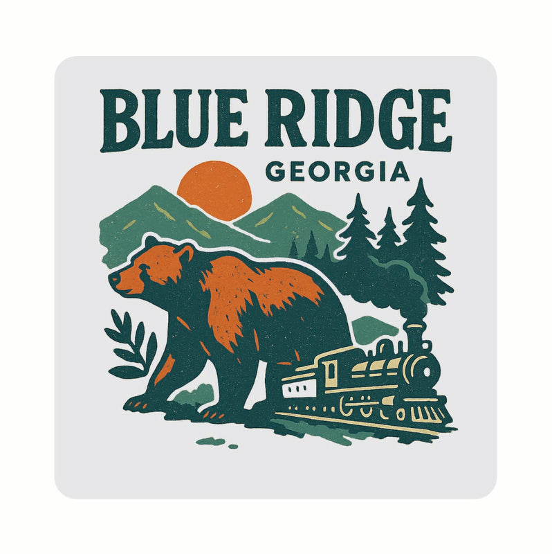 Blue Ridge Georgia Vintage Design Souvenir Coaster Set – 4 Pack (Multiple Materials & Sizes)