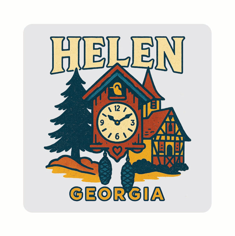 Helen Georgia Vintage Design Souvenir Coaster Set – 4 Pack (Multiple Materials & Sizes)