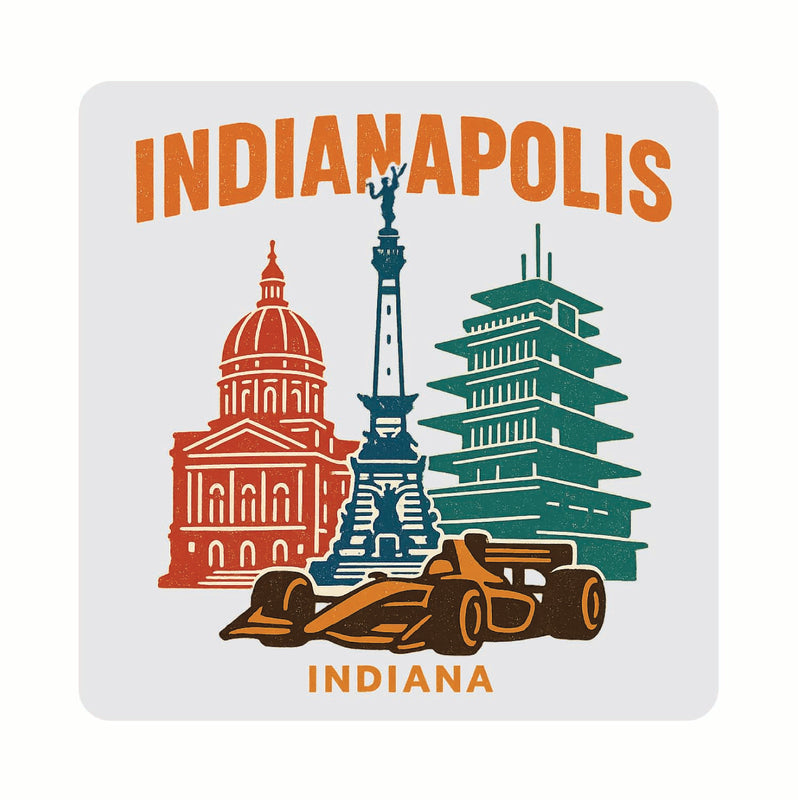 Indianapolis Indiana Vintage Design Souvenir Coaster Set – 4 Pack (Multiple Materials & Sizes)