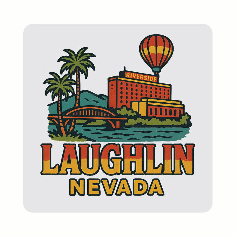Laughlin Nevada Vintage Design Souvenir Coaster Set – 4 Pack (Multiple Materials & Sizes)