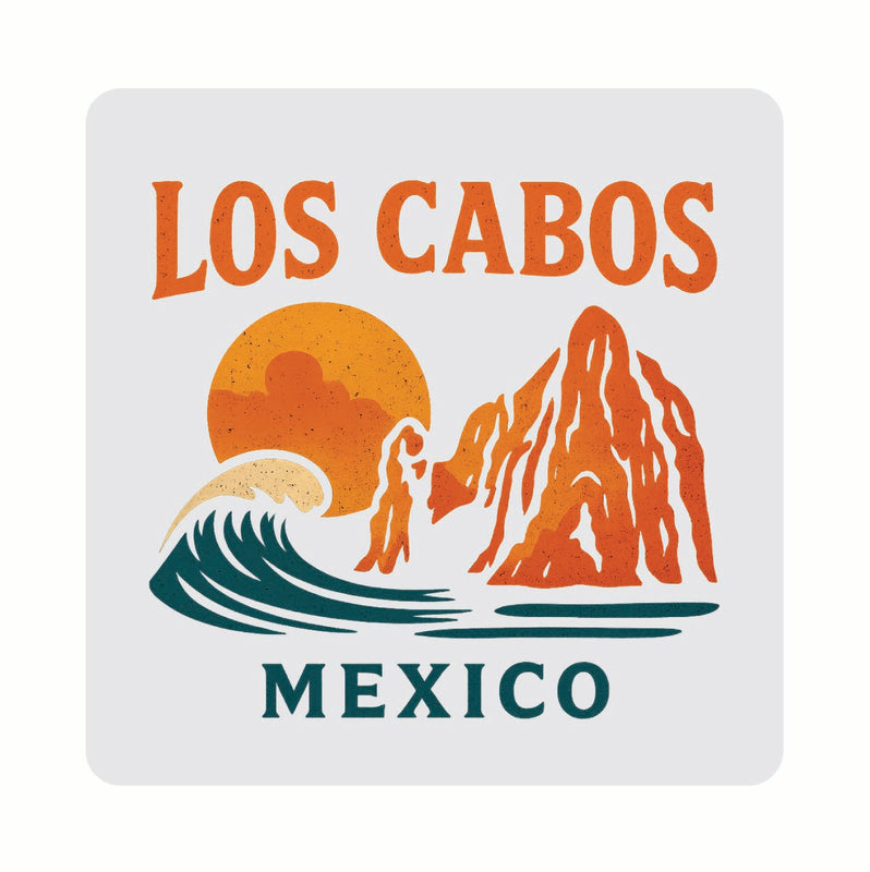 Los Cabos Mexico Vintage Design Souvenir Coaster Set – 4 Pack (Multiple Materials & Sizes)