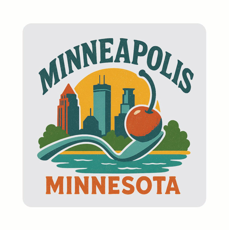 Minneapolis Minnesota Vintage Design Souvenir Coaster Set – 4 Pack (Multiple Materials & Sizes)