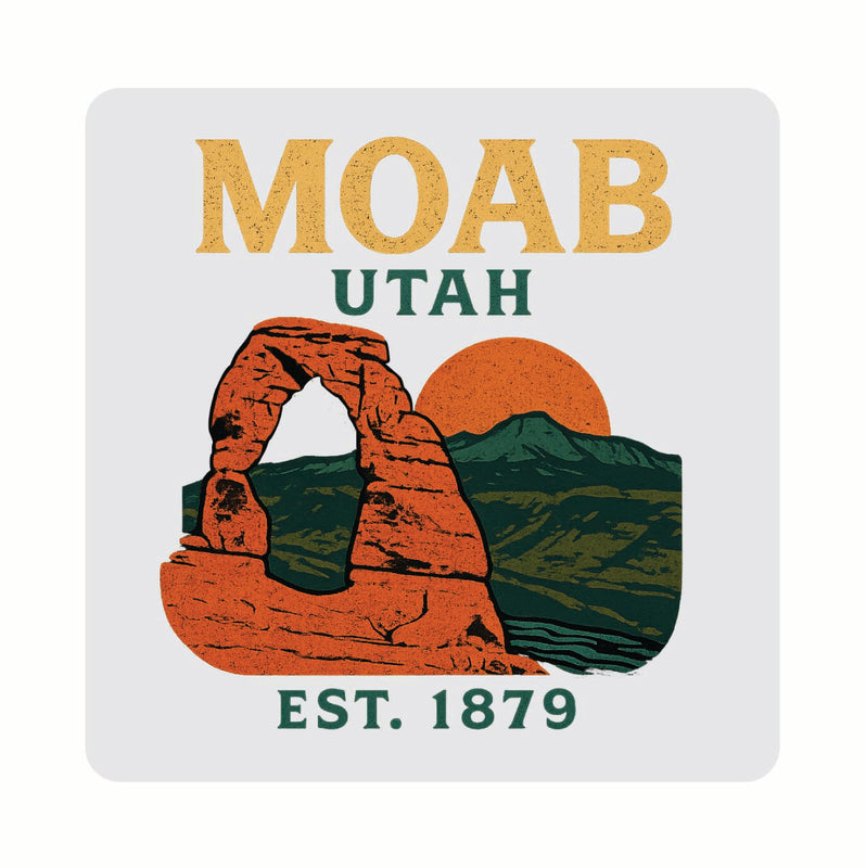 Moab Utah Vintage Design Souvenir Coaster Set – 4 Pack (Multiple Materials & Sizes)