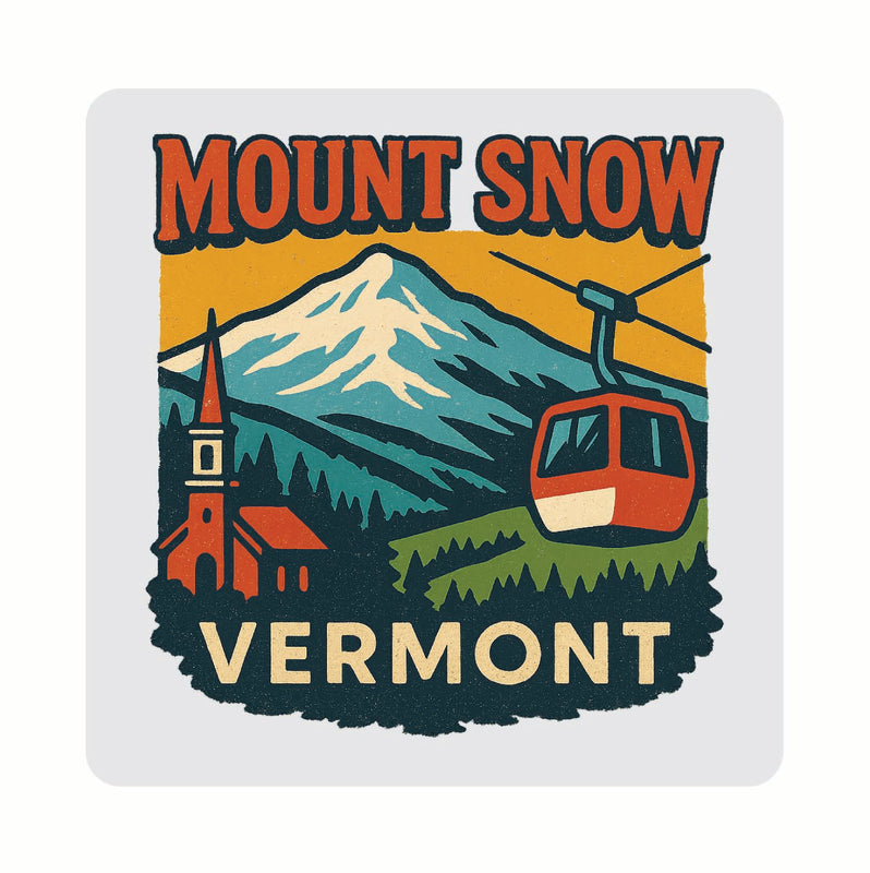 Mount Snow Vermont Vintage Design Souvenir Coaster Set – 4 Pack (Multiple Materials & Sizes)