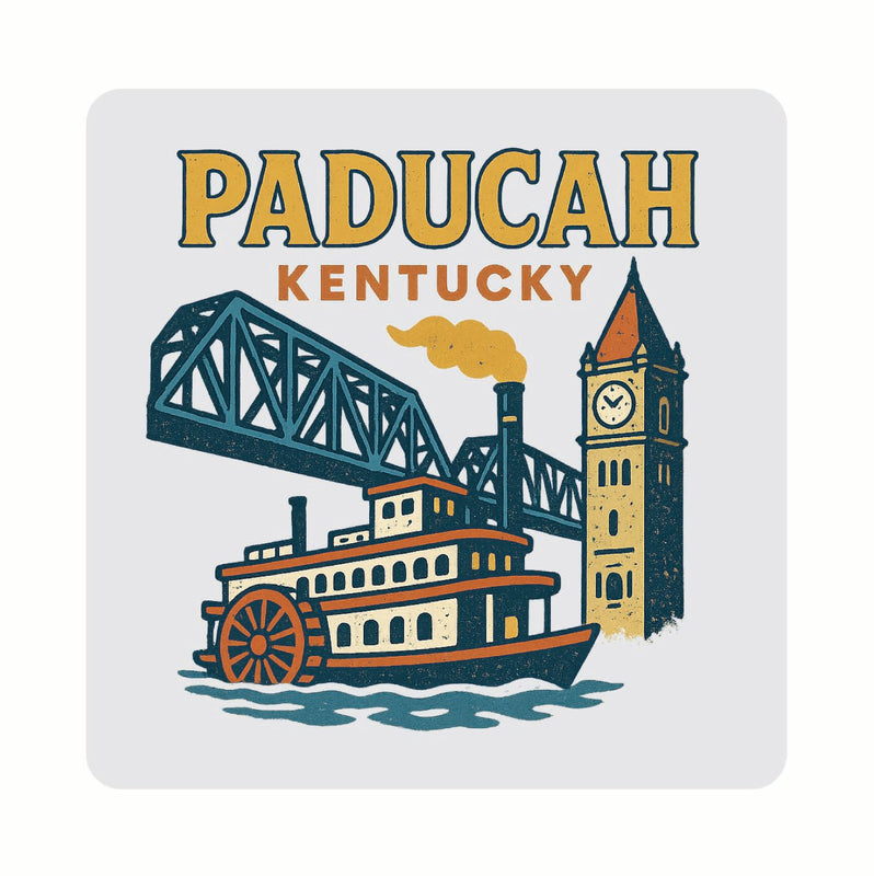 Paducah Kentucky Vintage Design Souvenir Coaster Set – 4 Pack (Multiple Materials & Sizes)