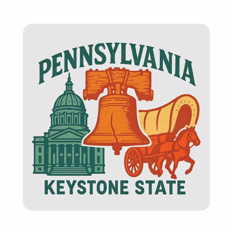 Pennsylvania Vintage Design Souvenir Coaster Set – 4 Pack (Multiple Materials & Sizes)