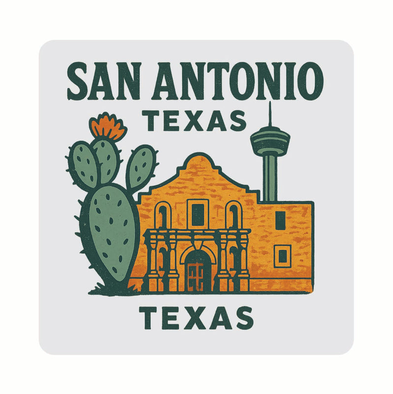 San Antonio Texas Vintage Design Souvenir Coaster Set – 4 Pack (Multiple Materials & Sizes)