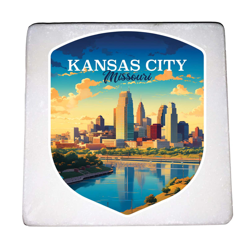 Kansas City Missouri Design A Souvenir 4x4-Inch Coaster Marble 4 Pack