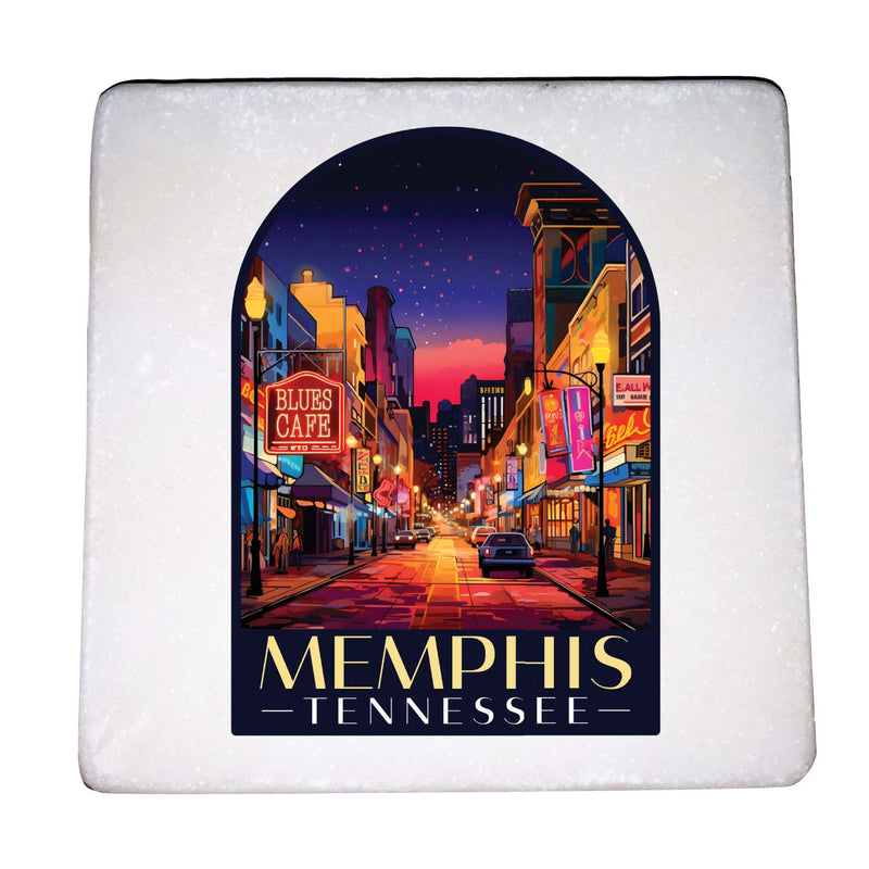 Memphis Tennessee Design C Souvenir 4x4-Inch Coaster Marble 4 Pack