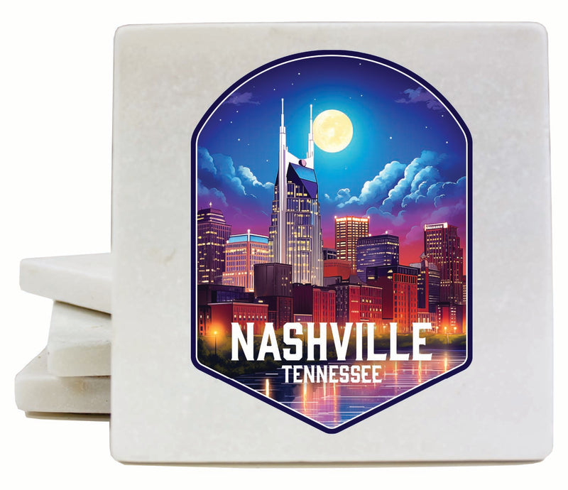 Nashville Tennessee Design D Souvenir 4x4-Inch Coaster Marble 4 Pack