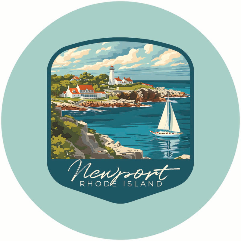 Newport Rhode Island Lighthouse on the Coast Design Souvenir Coaster Paper 4 Pack