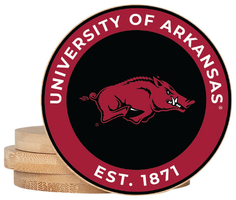Arkansas Razorbacks Coaster Wooden 3.5 x 3.5-Inch 4 Pack Officially Licensed Collegiate Product