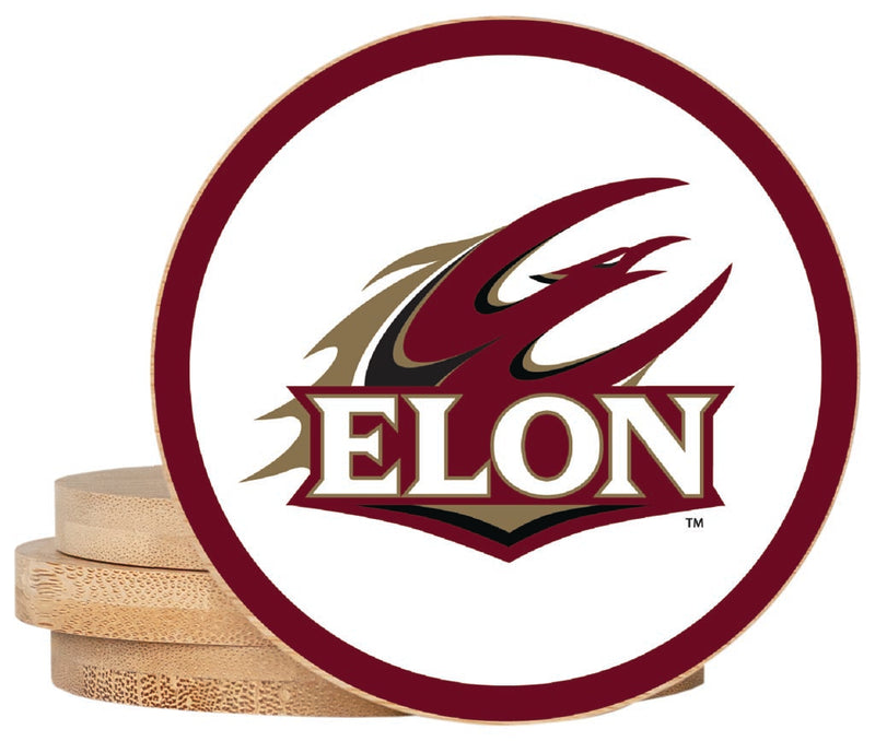 Elon University Coaster Wooden 3.5 x 3.5-Inch 4 Pack Officially Licensed Collegiate Product