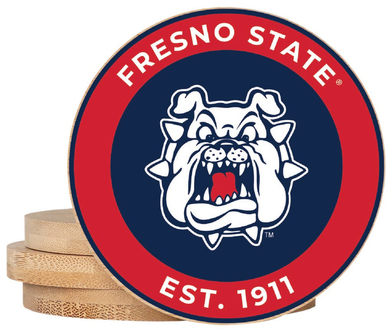Fresno State Bulldogs Coaster Wooden 3.5 x 3.5-Inch 4 Pack Officially Licensed Collegiate Product
