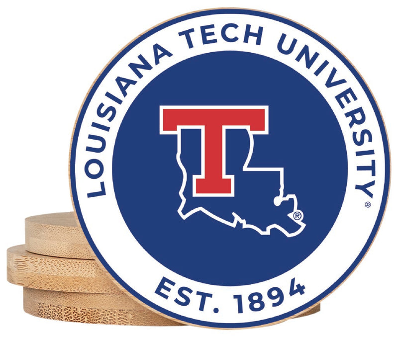 Louisiana Tech Bulldogs Coaster Wooden 3.5 x 3.5-Inch 4 Pack Officially Licensed Collegiate Product