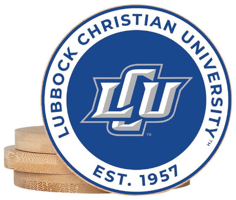 Lubbock Christian University Chaparral Coaster Wooden 3.5 x 3.5-Inch 4 Pack Officially Licensed Collegiate Product