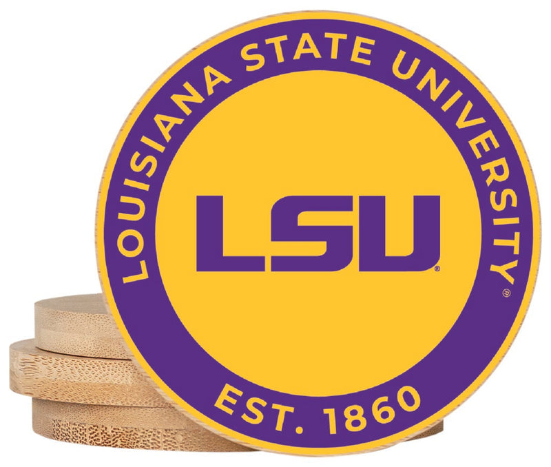 LSU Tigers Coaster Wooden 3.5 x 3.5-Inch 4 Pack Officially Licensed Collegiate Product