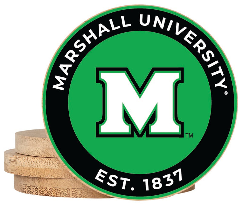 Marshall Thundering Herd Coaster Wooden 3.5 x 3.5-Inch 4 Pack Officially Licensed Collegiate Product