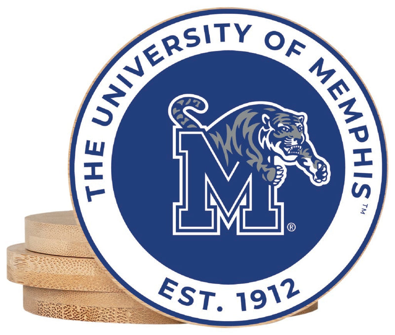 Memphis Tigers Coaster Wooden 3.5 x 3.5-Inch 4 Pack Officially Licensed Collegiate Product