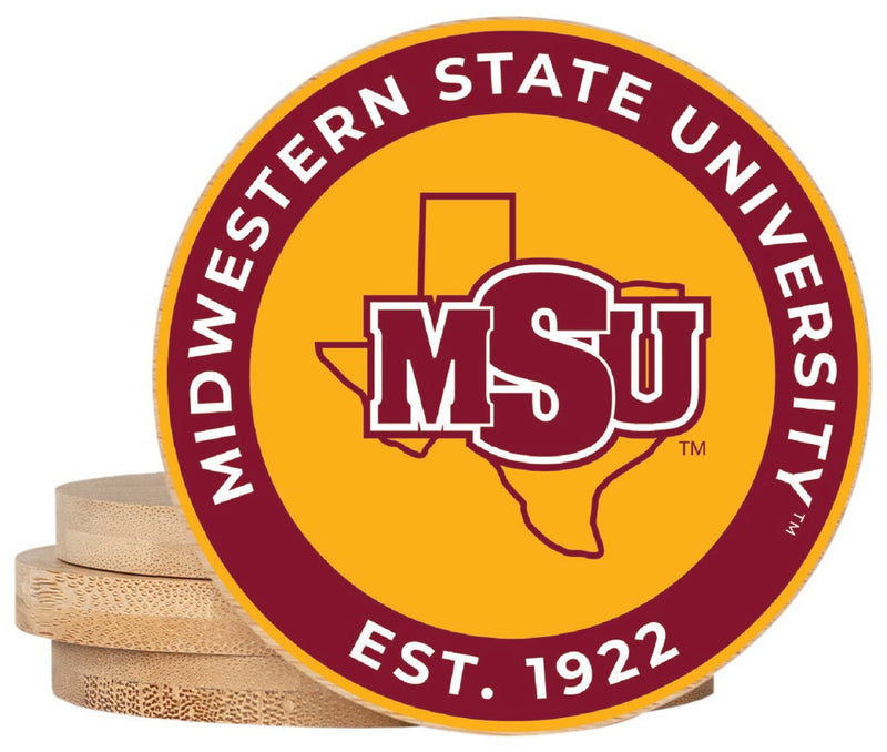 Midwestern State University Mustangs Coaster Wooden 3.5 x 3.5-Inch 4 Pack Officially Licensed Collegiate Product