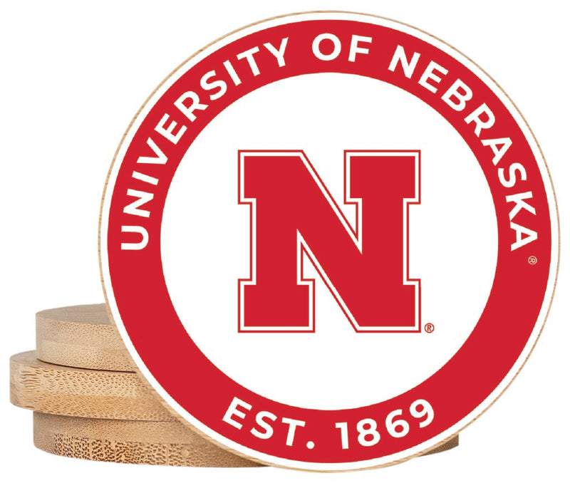 Nebraska Cornhuskers Coaster Wooden 3.5 x 3.5-Inch 4 Pack Officially Licensed Collegiate Product