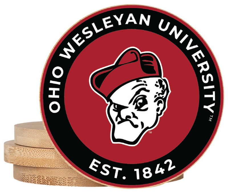 Ohio Wesleyan University Coaster Wooden 3.5 x 3.5-Inch 4 Pack Officially Licensed Collegiate Product
