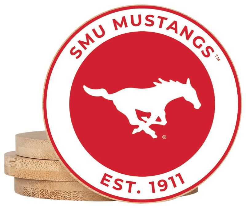 Southern Methodist University Coaster Wooden 3.5 x 3.5-Inch 4 Pack Officially Licensed Collegiate Product
