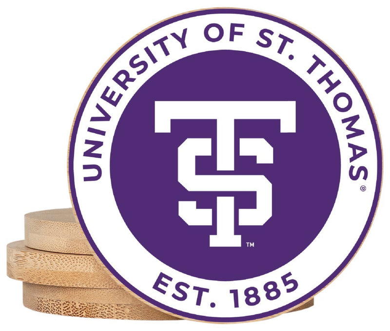 University of St. Thomas Coaster Wooden 3.5 x 3.5-Inch 4 Pack Officially Licensed Collegiate Product