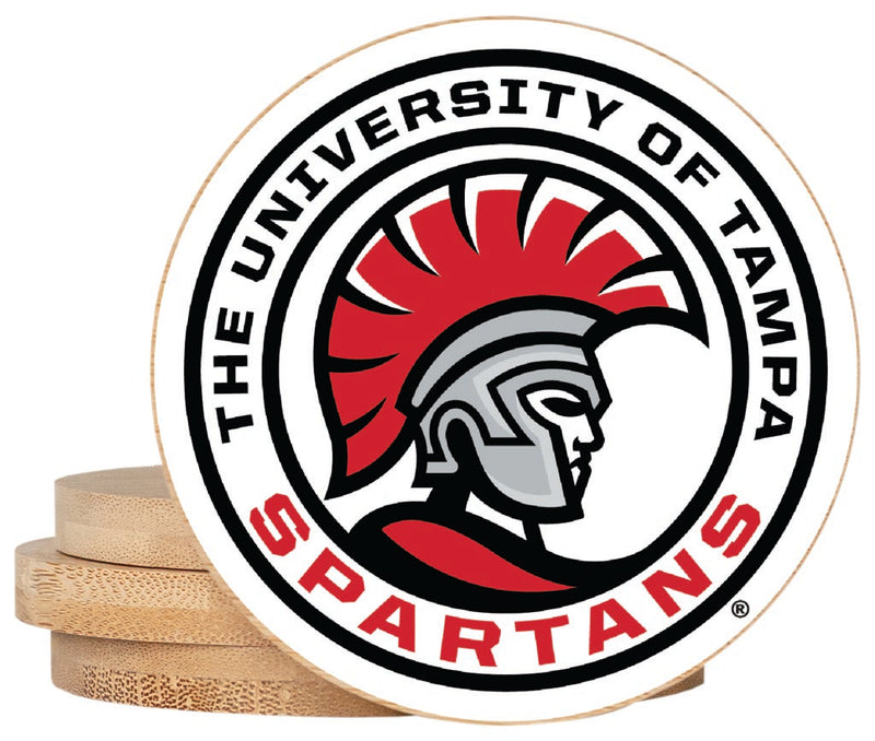 University of Tampa Spartans Coaster Wooden 3.5 x 3.5-Inch 4 Pack Officially Licensed Collegiate Product
