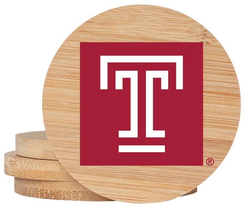 Temple University Coaster Wooden 3.5 x 3.5-Inch 4 Pack Officially Licensed Collegiate Product