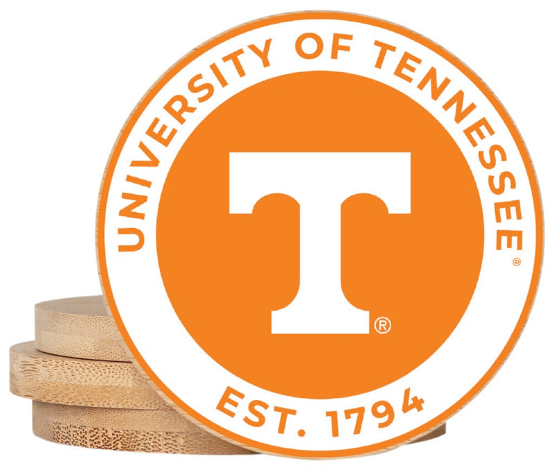 Tennessee Knoxville Volunteers Coaster Wooden 3.5 x 3.5-Inch 4 Pack Officially Licensed Collegiate Product
