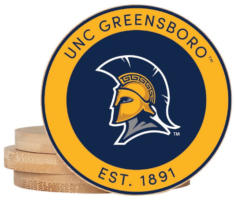 North Carolina Greensboro Spartans Coaster Wooden 3.5 x 3.5-Inch 4 Pack Officially Licensed Collegiate Product