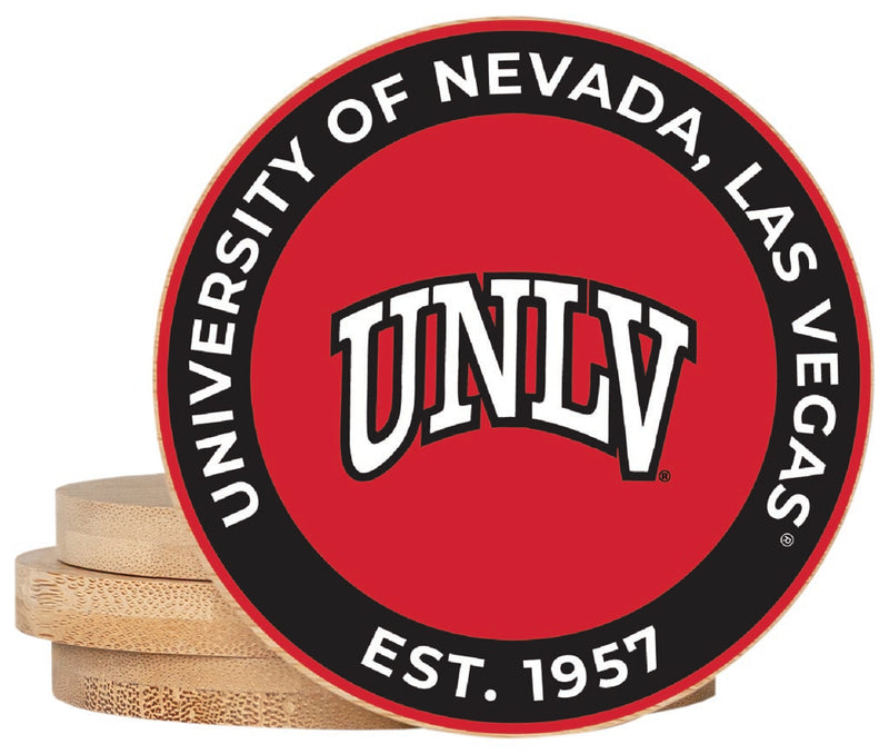 UNLV Rebels Coaster Wooden 3.5 x 3.5-Inch 4 Pack Officially Licensed Collegiate Product