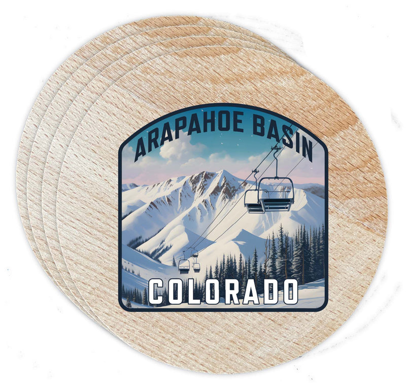 Arapahoe Basin Design B Souvenir Coaster Wooden 3.5 x 3.5-Inch 4 Pack