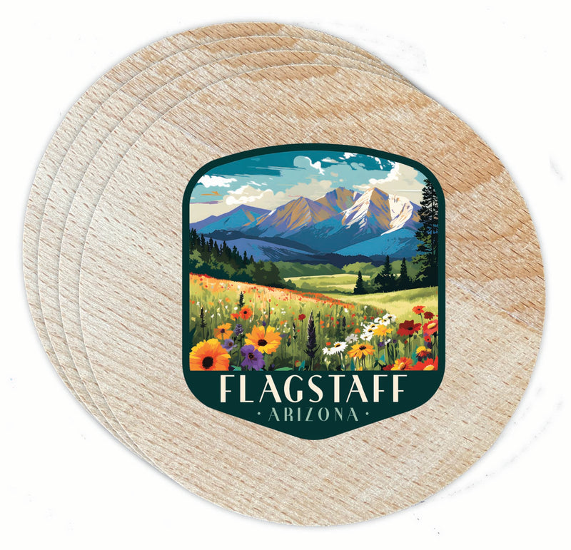 Flagstaff Arizona Design C Souvenir Coaster Wooden 3.5 x 3.5-Inch 4 Pack