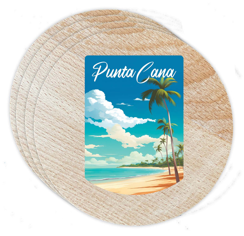 Punta Cana Dominican Republic Design D Souvenir Coaster Wooden 3.5 x 3.5-Inch 4 Pack