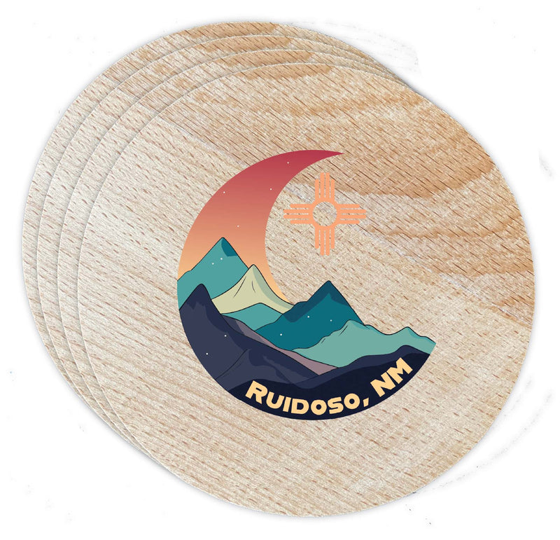 Ruidoso New Mexico Design C Souvenir Coaster Wooden 3.5 x 3.5-Inch 4 Pack