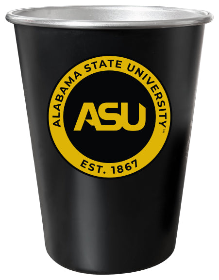 Alabama State University 8 oz Tin Cup Black Matte Coating Officially Licensed 4-Pack with Gift Bag
