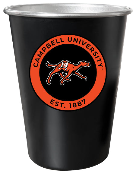 Campbell University Fighting Camels 8 oz Tin Cup Black Matte Coating Officially Licensed 4-Pack with Gift Bag