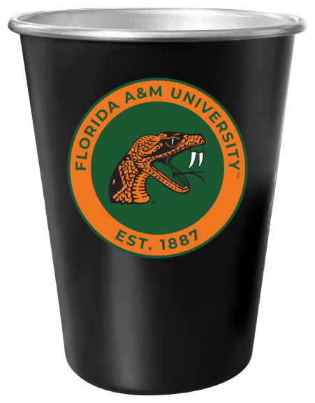 Florida A&M Rattlers 8 oz Tin Cup Black Matte Coating Officially Licensed 4-Pack with Gift Bag