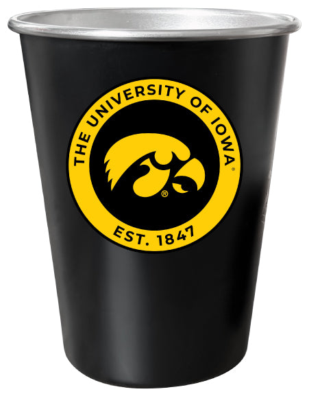 Iowa Hawkeyes 8 oz Tin Cup Black Matte Coating Officially Licensed 4-Pack with Gift Bag