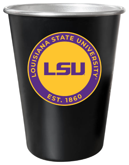 LSU Tigers 8 oz Tin Cup Black Matte Coating Officially Licensed 4-Pack with Gift Bag